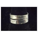 2 Hammered Silver Bands 3.8, grams , size 6.75