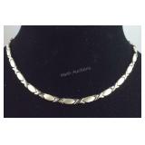 X & O Style Necklace with Brushed Silver 11.4,