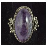 Large Charoite Ring 6.6, grams , size 8.5