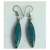 Marquise Cut Turquoise Chip & Black Onyx Dangle