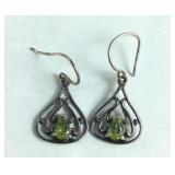 Vintage Pear Cut Peridot Earrings 2.4, grams