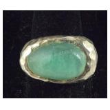 Unusual Stone in Hammered Silver Mounting Made in