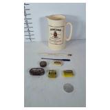 Advertising lot: Jameson pitcher, small tins for