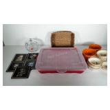 Sterilite ornament storage tote, wall pictures,