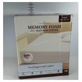 Memory foam, 1 1/2" mattress topper with cover,