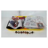 Sports collectibles, NFL team figurines, trading