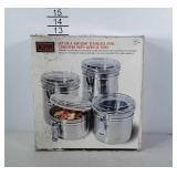 NIB Stainless Steel airtight canisters with poly