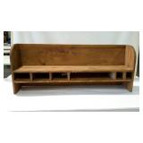 Pine, home-made desk top riser with bookshelf and