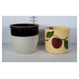 USA Ovenware apple pottery canister with crack