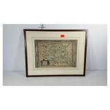Old World style map, framed and matted, 22x17,