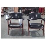 Pair of Chairs, mid Century in style, black Armed