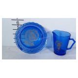 Cobalt blue glass Shirley Temple bowl and small