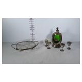 Metal Horse decanter with green glass (made in