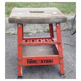 The tool stool, metal and wooden stool