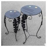 Pair of Home Furnishings Plantstands, black metal