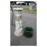 Yard Art Lot, 2 green ceramic flower planters,