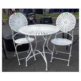 Cute 3pc Outdoor Table Set, 28" table, pair of