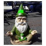 Garden Gnome Figure, 8" high, has frog in his lap