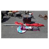 Outdoor lot including backpack chair with canopy,