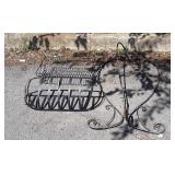 Three pc Iron Gardening lot, wall basket, trough