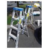 Two Werner 4ft aluminum contractors ladders, both