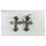 Sterling silver cross earrings