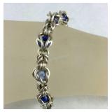 Sterling silver lapis bracelet 7in