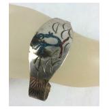 Sterling silver bracelet 22g turquoise and coral