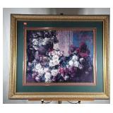 Large floral print, nicely framed and matted,