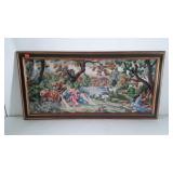 Large needlepoint picture, framed, 47x24