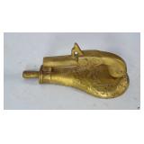 Powder horn and pistol door knocker. About 7