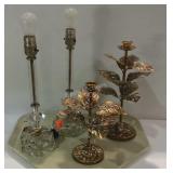 Home decor two lamp bases no shades and two metal