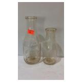 Two dairy milk bottles one quart Fairy Dairy Coop