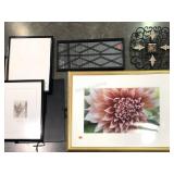 Wall art, large signed flower picture, framed and