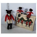 Fox hunt plushes and pillow. Note: pillow needs