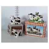 Cow butter dish and cream / sugar dishes. Used,