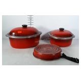 Vintage CLUB pan set in red: large Dutch oven