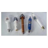 5 beer tap handles. BLUE moon has been repaired
