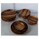 18 piece wooden dish set, serving for 6. Note: