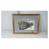 Mystic Seaport print, signed, framed and matted