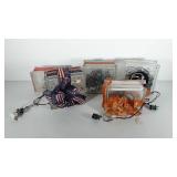 Glass blocks with lights, decorated as presents