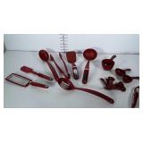 Red KitchenAid utensils lot: measuring cups &