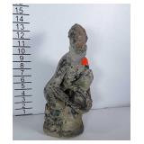 13 inch tall concrete statue of woman with bucket