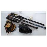 Two 10" baseball gloves, one is Nike and one is