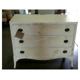 Three drawer mahongany dresser, painted white.