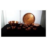 Coppercraft Guild punch cups and bowl with copper