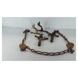 2 brass duck hooks chain with numbers and 2