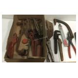 Flat of various tools-wrenches, pliers, files,