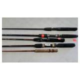 Five fishing rods, no reels.