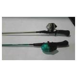 Two starter fishing rods with reeks.